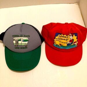 Vintage Lot of 2 Men’s SnapBack Hats-Fishing & Camping